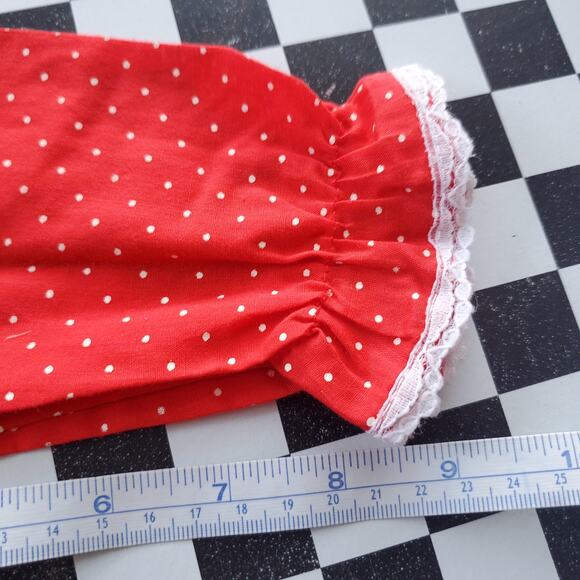 VTG 80s Baby Girl Red Polka Dot Dress Size 18M - Picture 8 of 10